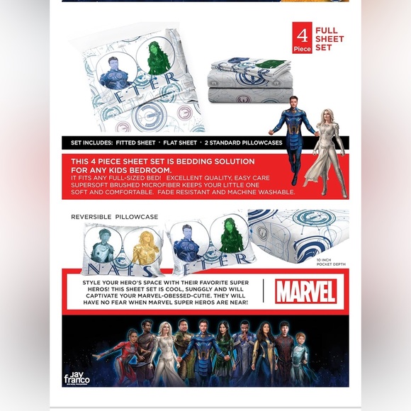 Marvel Eternals Space Force Full Sz 4 Pc Super Soft & Cozy Kid’s👦🏻👧🏻Bedding - Picture 3 of 9